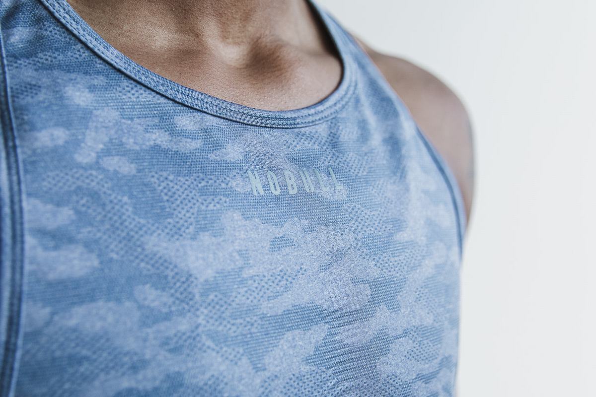 Nobull Lightweight Textured Women's Tank Tops Blue Camo | Australia (AP0153)